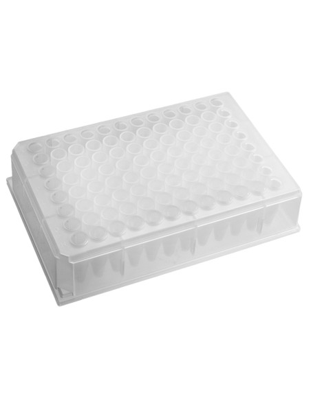 PLACA 96 POCILLOS PROFUNDOS, TRANSPARENTE, NO ESTÉRIL, CAJA X 10