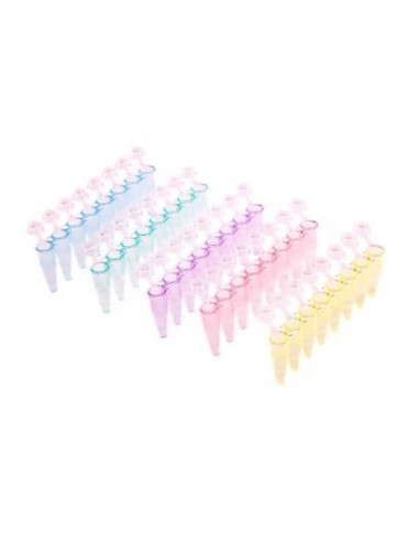 STRIP TUBOS PCR 0,2ML CAJA X 120 TIRAS (10 BOLSAS CON 12 TIRAS CADA UNA) (COLORES)