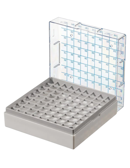 CAJA DE CRIOCONSERVACIÓN, COLOR BLANCO, PARA 81 VIALES, DE 1,2 A 2 ML PACK X 4 UNID