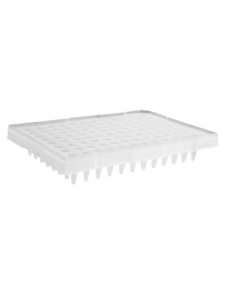 PLACA PCR 96 POCILLOS, PERFIL COMPLETO, MEDIO FALDÓN, TRANSPARENTE, NO ESTÉRIL, BOLSA X 10 PLACAS