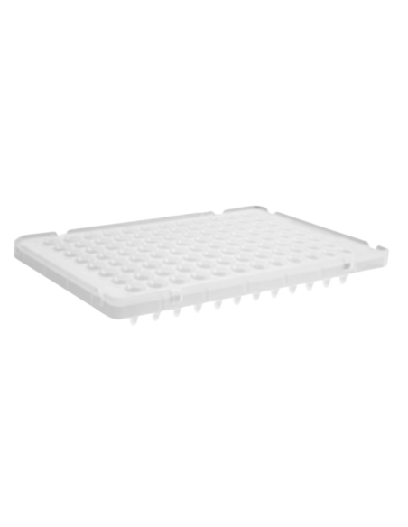 PLACA PCR 96 POCILLOS, PERFIL BAJO, MEDIO FALDÓN, TRANSPARENTE, NO ESTÉRIL, BOLSA X 5 PLACAS